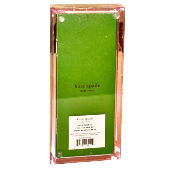 Kate Spade New York Fine Tip Pen Set of 3 Acrylic Desk Organizer Tray Floral NWT - Picture 2 of 5